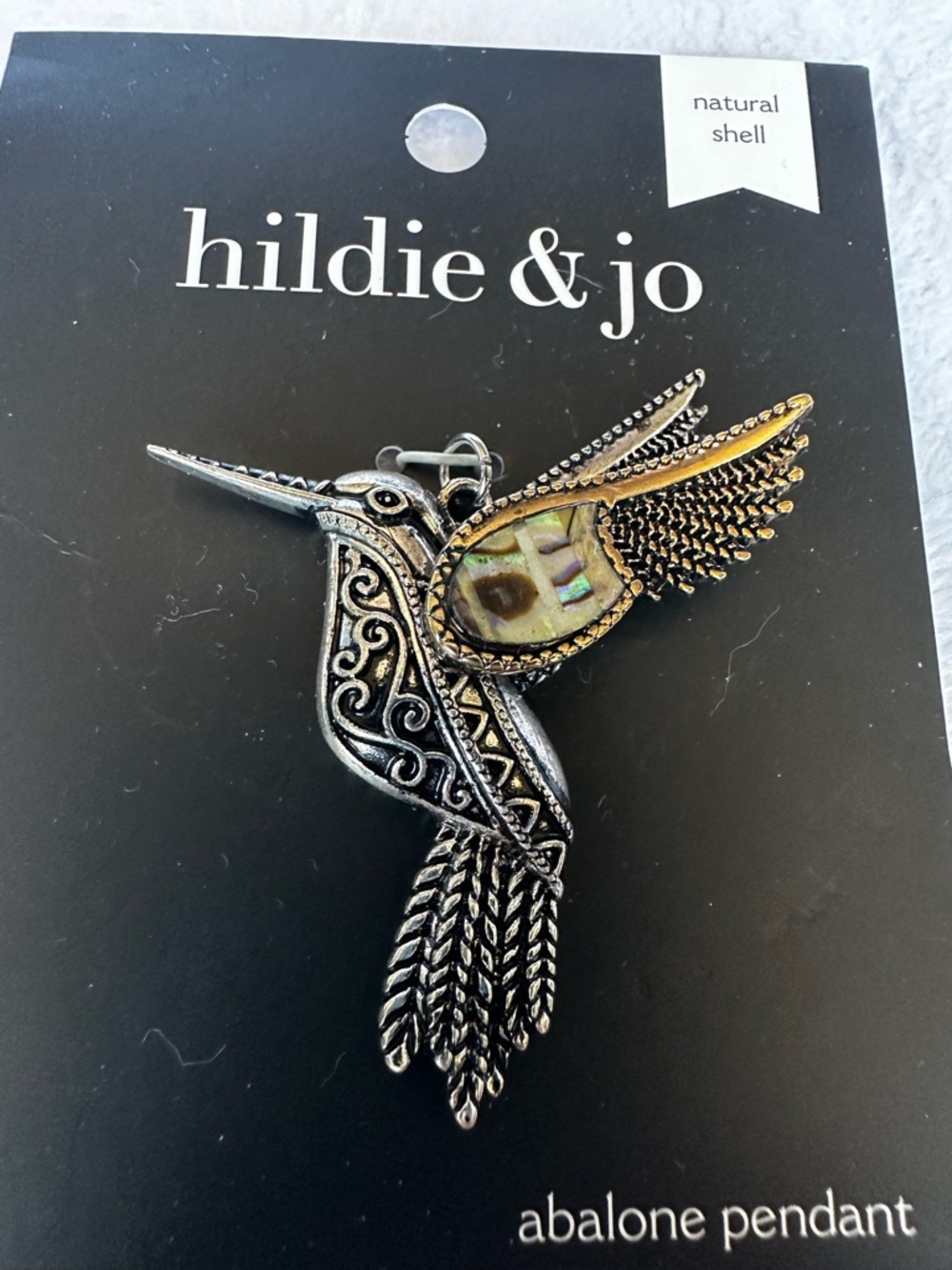 Beautiful hummingbird Pendant with real shell inlay